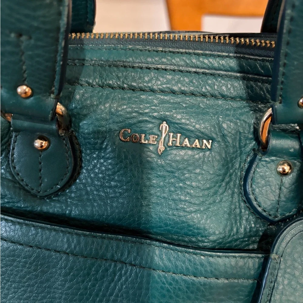 Cole Haan Green Pebbled Leather Satchel, GUC